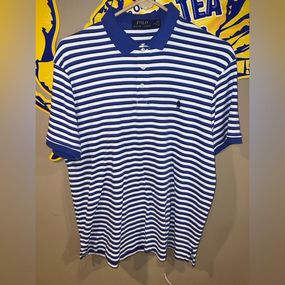 Ralph Lauren Blue and White Polo Shirt